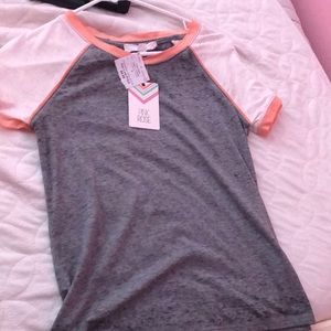 Pink rose baseball tee